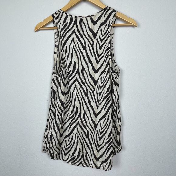 Current/Elliott Zebra Print Longline Tank Top Small Beige Brown Lyocell Festival - Picture 2 of 5